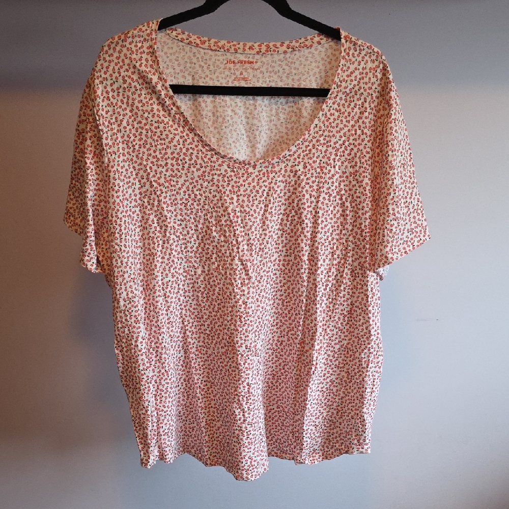 Joe Fresh Red and White Patterned Blouse